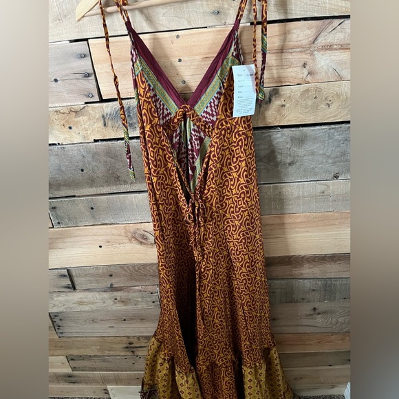 Bohemian Maxi Dress with Tie Straps - Picture 4 of 7